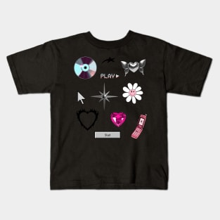 Y2k Cyberwave Pink Kids T-Shirt